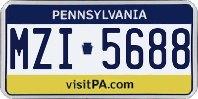 PA license plate MZI5688