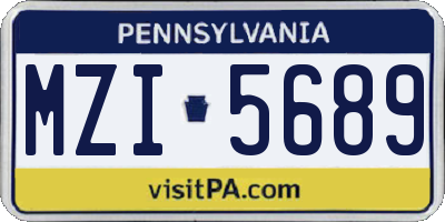 PA license plate MZI5689
