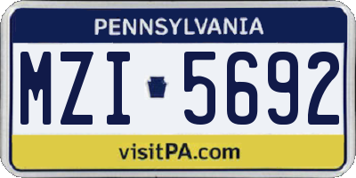 PA license plate MZI5692