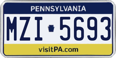 PA license plate MZI5693