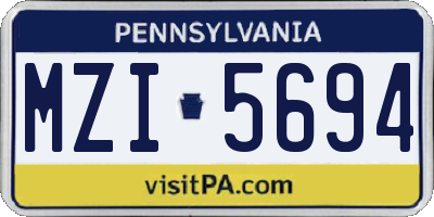 PA license plate MZI5694