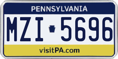 PA license plate MZI5696