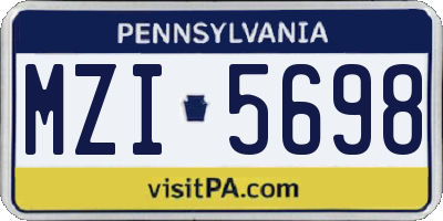 PA license plate MZI5698