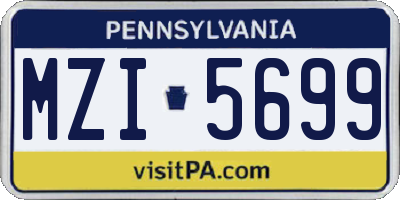 PA license plate MZI5699