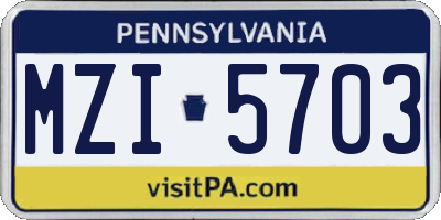 PA license plate MZI5703