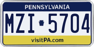 PA license plate MZI5704