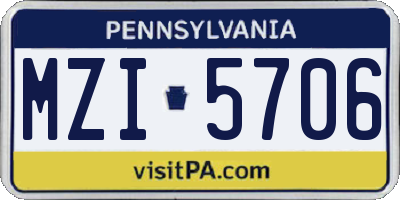 PA license plate MZI5706