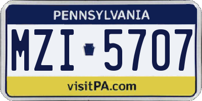 PA license plate MZI5707