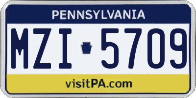 PA license plate MZI5709