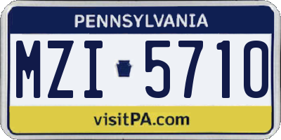 PA license plate MZI5710