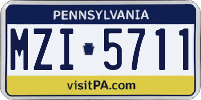 PA license plate MZI5711