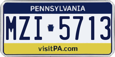 PA license plate MZI5713