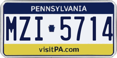 PA license plate MZI5714