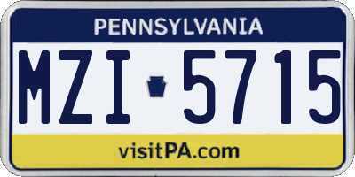 PA license plate MZI5715