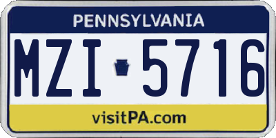 PA license plate MZI5716