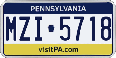 PA license plate MZI5718