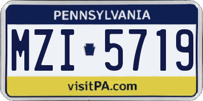 PA license plate MZI5719