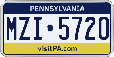 PA license plate MZI5720