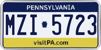 PA license plate MZI5723