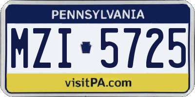 PA license plate MZI5725