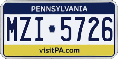 PA license plate MZI5726