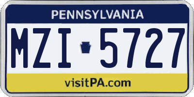 PA license plate MZI5727