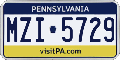 PA license plate MZI5729