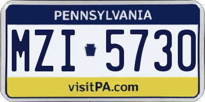 PA license plate MZI5730