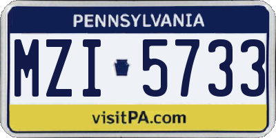 PA license plate MZI5733