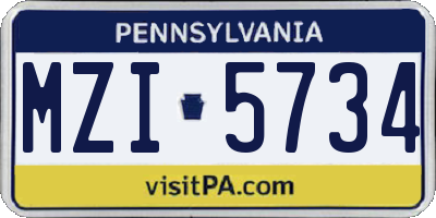 PA license plate MZI5734