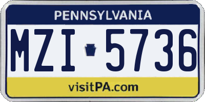 PA license plate MZI5736