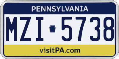 PA license plate MZI5738
