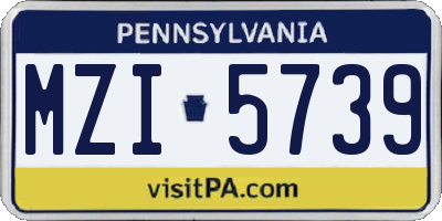 PA license plate MZI5739