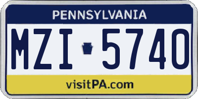 PA license plate MZI5740