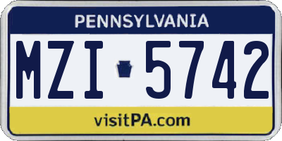 PA license plate MZI5742