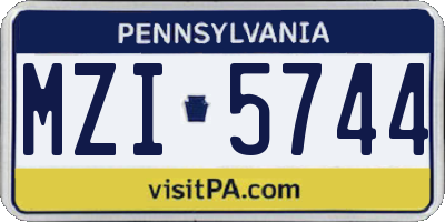 PA license plate MZI5744