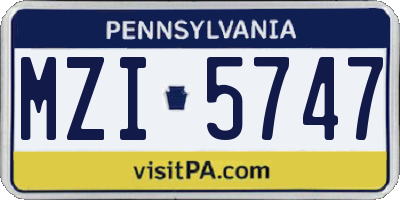PA license plate MZI5747