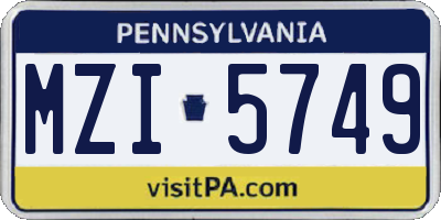 PA license plate MZI5749