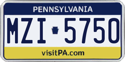 PA license plate MZI5750