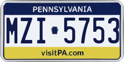 PA license plate MZI5753