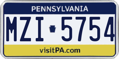 PA license plate MZI5754