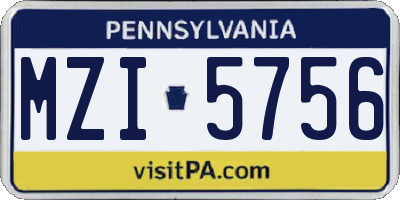PA license plate MZI5756