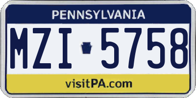 PA license plate MZI5758