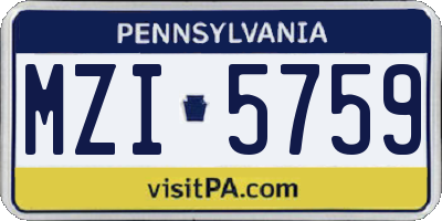 PA license plate MZI5759