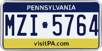 PA license plate MZI5764