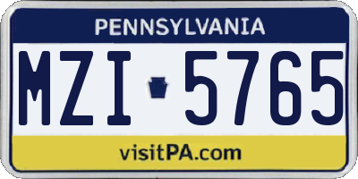 PA license plate MZI5765