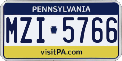 PA license plate MZI5766