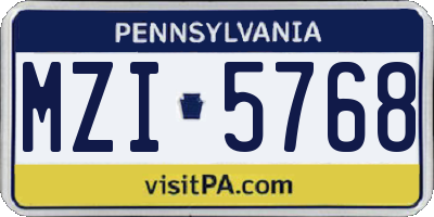 PA license plate MZI5768