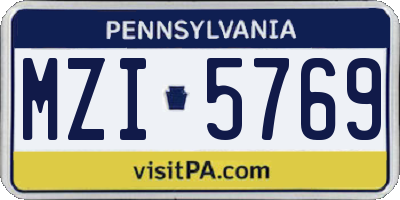 PA license plate MZI5769