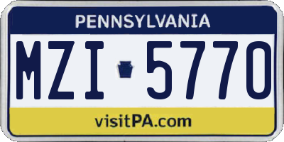 PA license plate MZI5770
